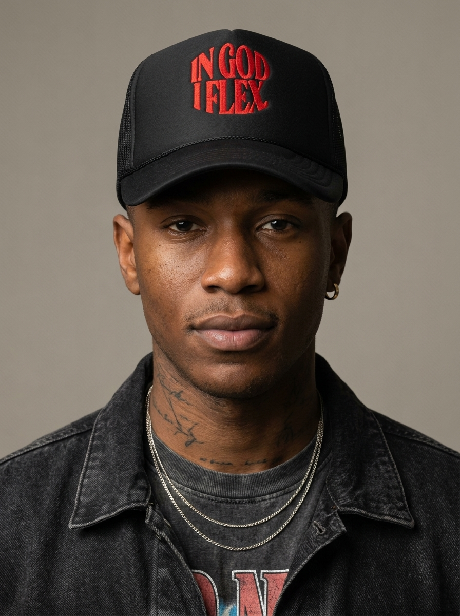 Model wearing IGIF Foam Trucker II hat