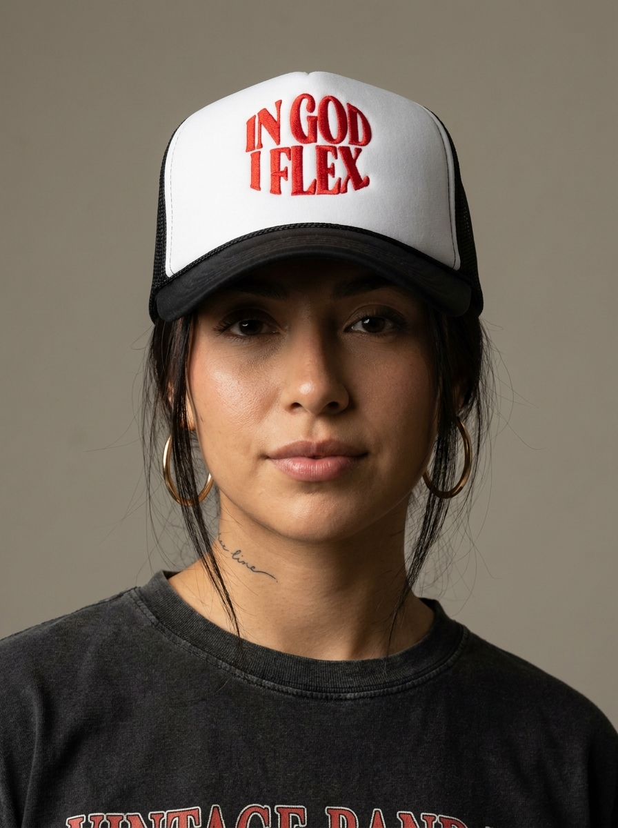 Model wearing IGIF Foam Trucker II Embroidered hat