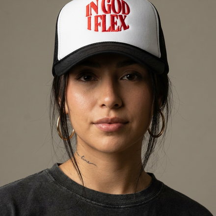 Model wearing IGIF Foam Trucker II Embroidered hat