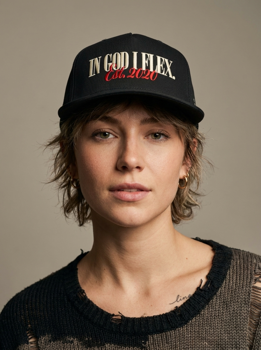 Model wearing IGIF Cap III Embroidered