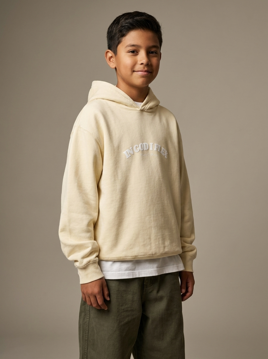 Model wearing Youth Lightweight Hoodie