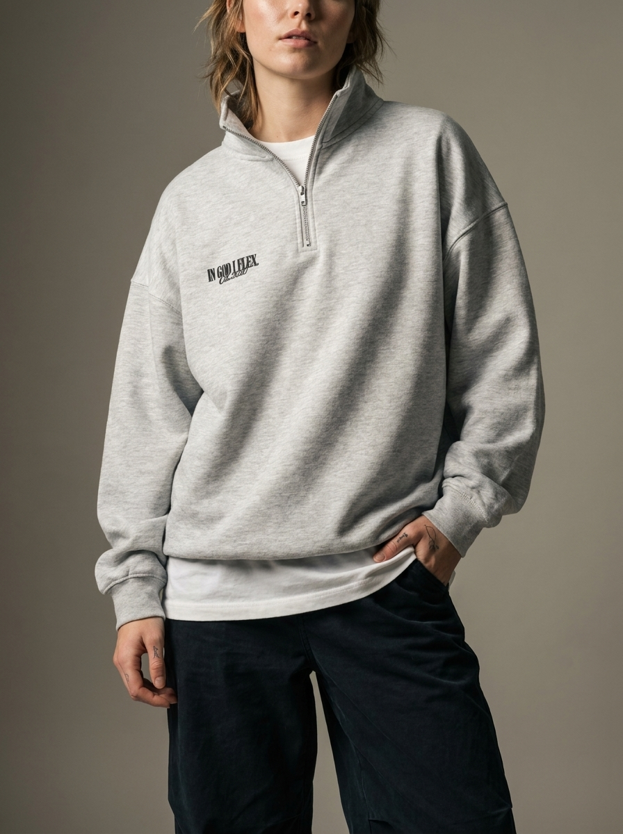 Model wearing Premium IGIF 1/4 Zip