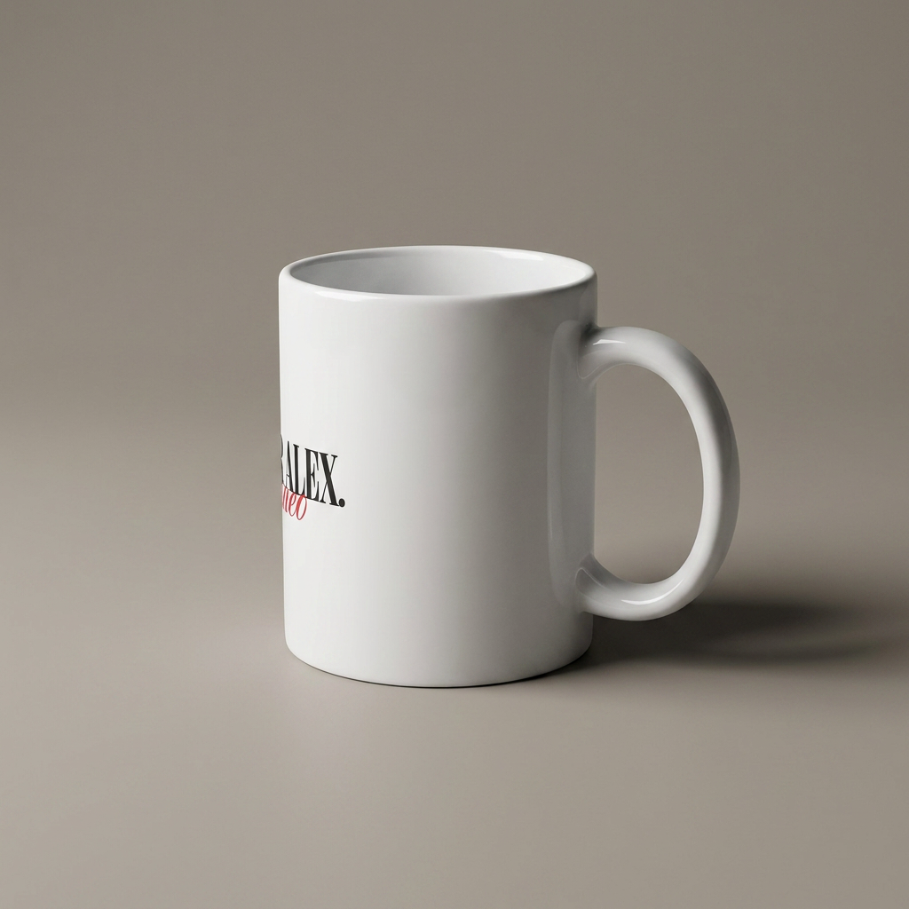 White Glossy Mug styled product shot