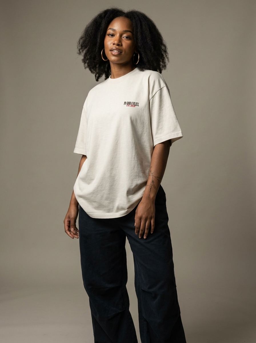 Model wearing Oversized Faded IGIF tee