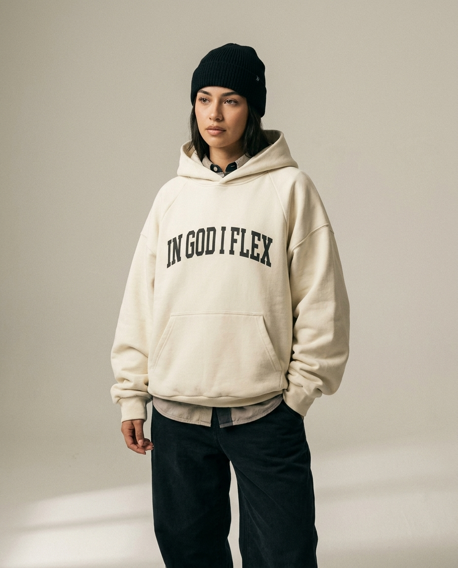 IGIF PREMIUM Heavyweight Hoodie cream - on model